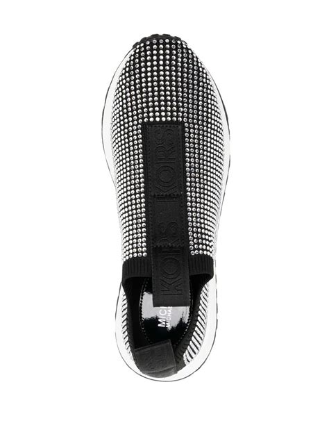 michael kors bling shoes|Michael Kors black leather sneakers.